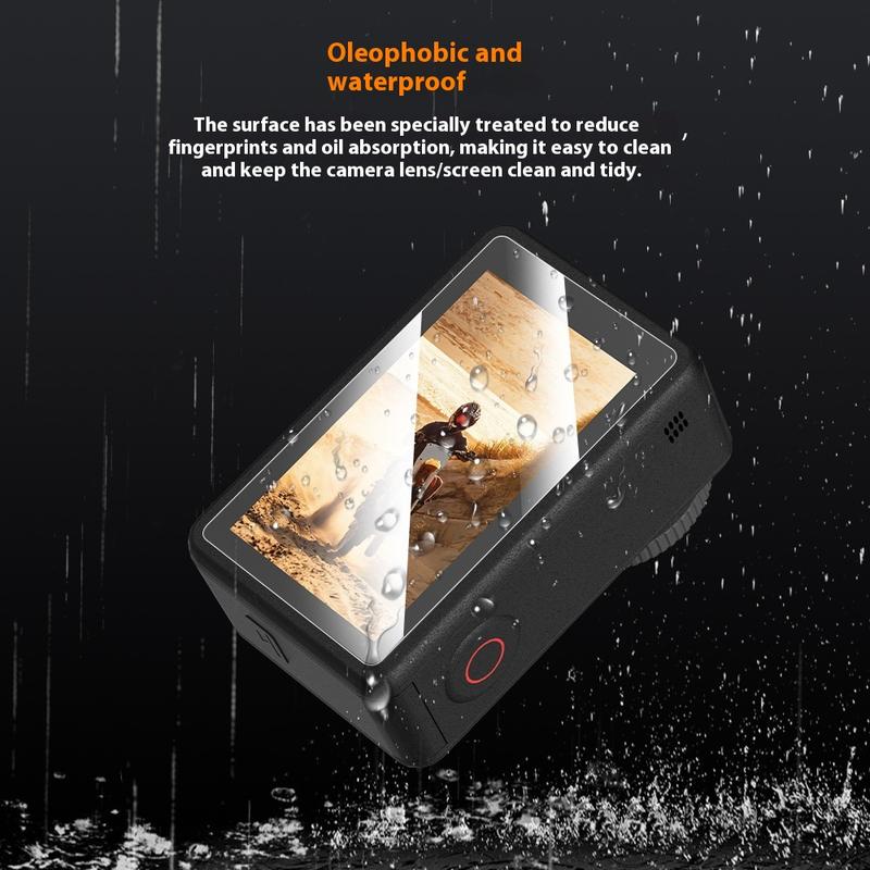 Phim cường lực, Thích hợp cho DJI OSMO ACTION 4, phim kính cường lực cho ống kính máy ảnh hành động, phim kính màn hình, bao gồm phụ kiện 7