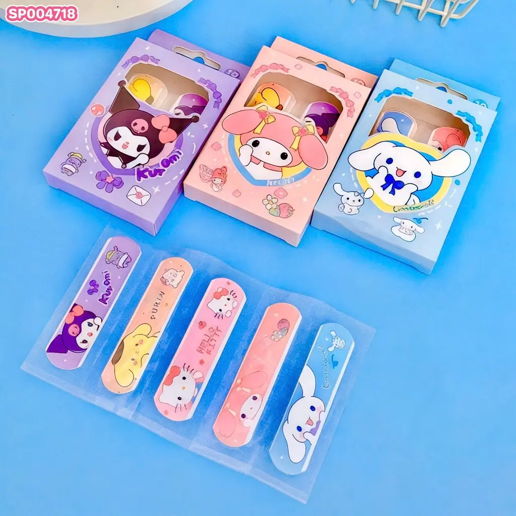 Set Hộp 10 chiếc Urgo Kuromi/Melody Cute Băng Dán Cá nhân Dán Vết Thương Hoạt Hình Dễ Thương