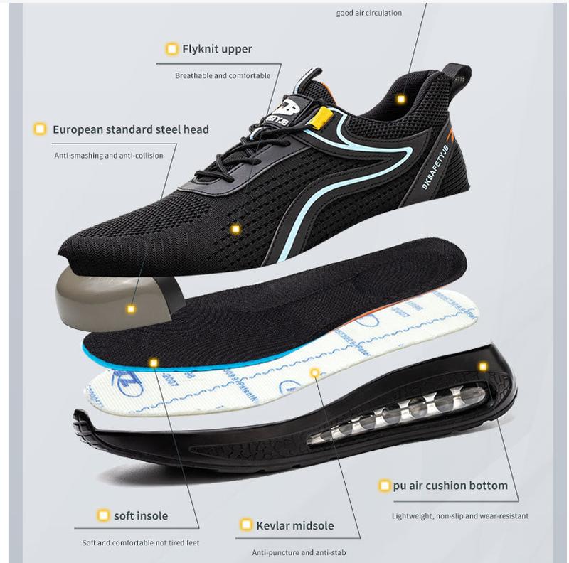 Product Introduction of Men Women Safety Shoes Anti-smash Anti-puncture Steel Toe Work Shoes Air Cushion Labor Protection Shoes Protective Shoes 8