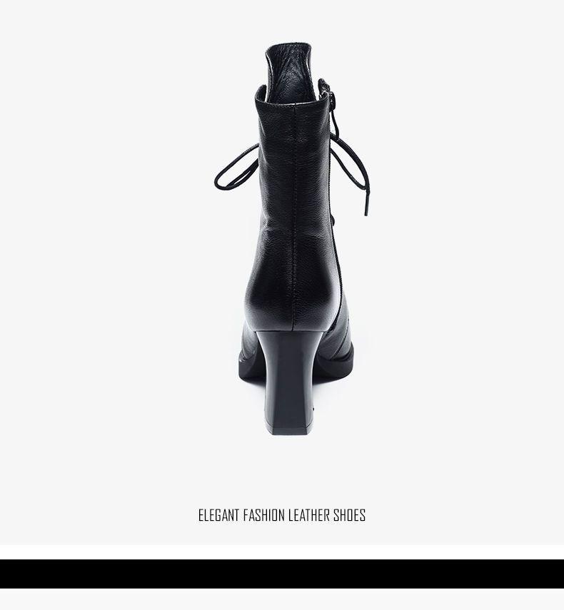 Product Introduction of Bốt Da Thật, Dành Cho Nữ, Bộ Sưu Tập Thu Đông, Hàng Mới Về Năm 2024, Buộc Dây, Mũi Tròn, Bốt Giữa, Chất Liệu Nhung, Bốt Ngắn, Gót Trung Bình Gót Chunky, Thích Hợp Cho Phụ Nữ Shoes Boot 13