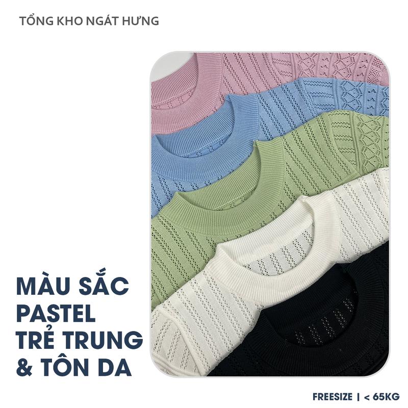Áo Nữ Thiết Kế Mùa Hè, Họa Tiết Kẻ Sọc Kim Cương, Cổ Tròn Hàng Loại 1 Nữ Women Kem Top Nhung Thoáng khí 4