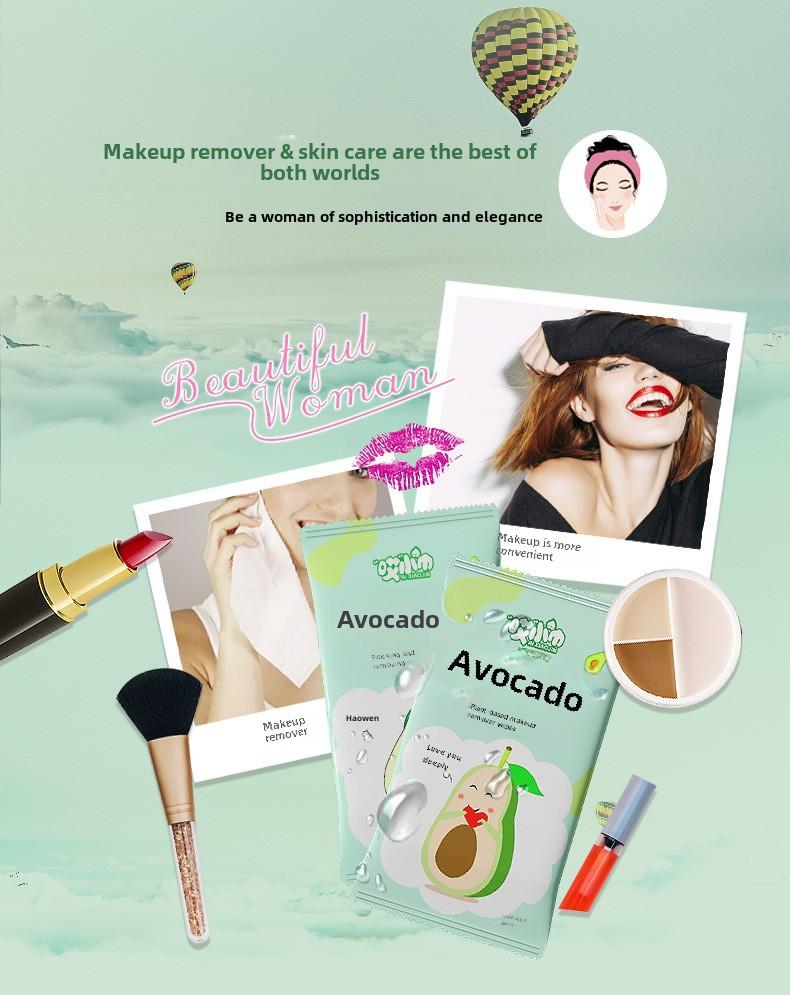 Product Introduction of Avocado Plant Essence Makeup Remover Wipes Lazy Cleansing Makeup Remover Eye Lip Makeup Disposable Wet Wipes Cotton Wipes Easy to Use, Convenient and Clean kirkland  toilet  paper 12