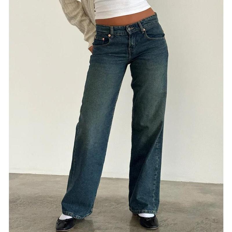 Product Introduction of Women Casual Low Rise Jeans Fashion Loose Straight Leg Denim Pants with Pockets for Summer Spring 58