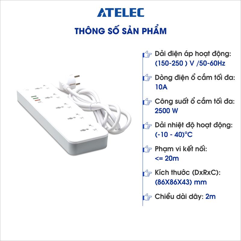 (23) Ổ cắm wifi dài thông minh ATELEC OC09 - 5 cổng - Kết nối không dây qua Wifi, Điều khiển độc lập qua APP Sạc nhanh USB max 20W 7