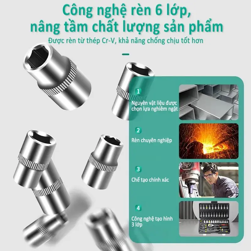 Bộ dụng cụ mở bu lông ốc vít,sửa chữa ô tô xe máy,bộ dụng cụ đa năng 46 chi tiết cầm tay cao cấp 3