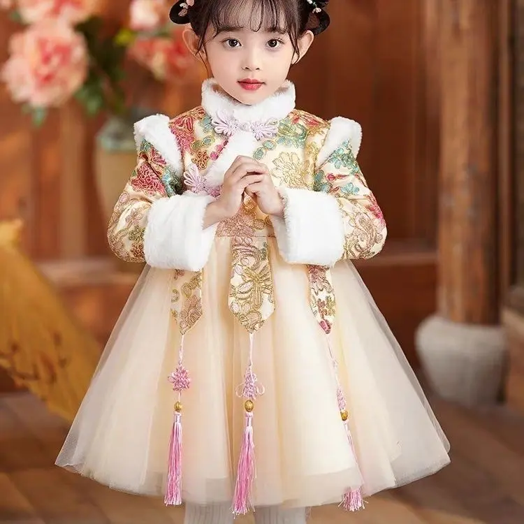 Quần áo bé gái, Phong cách Hán và Đường, Bộ đồ Tang mới, Phong cách Trung Quốc, Váy đi biển một tuổi, Quần áo trẻ em