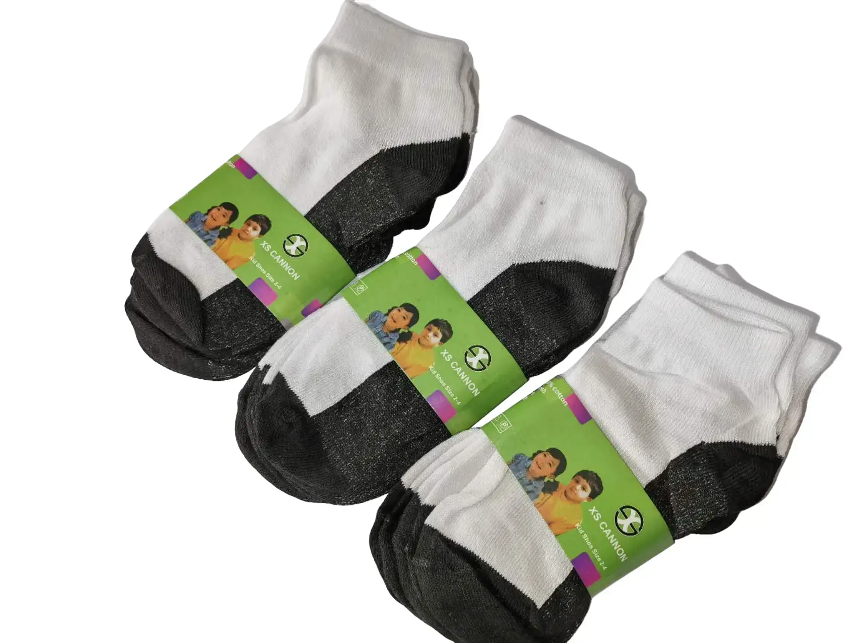 Burson Cotton School Kid's Socks Unisex 3-7yrs black/white