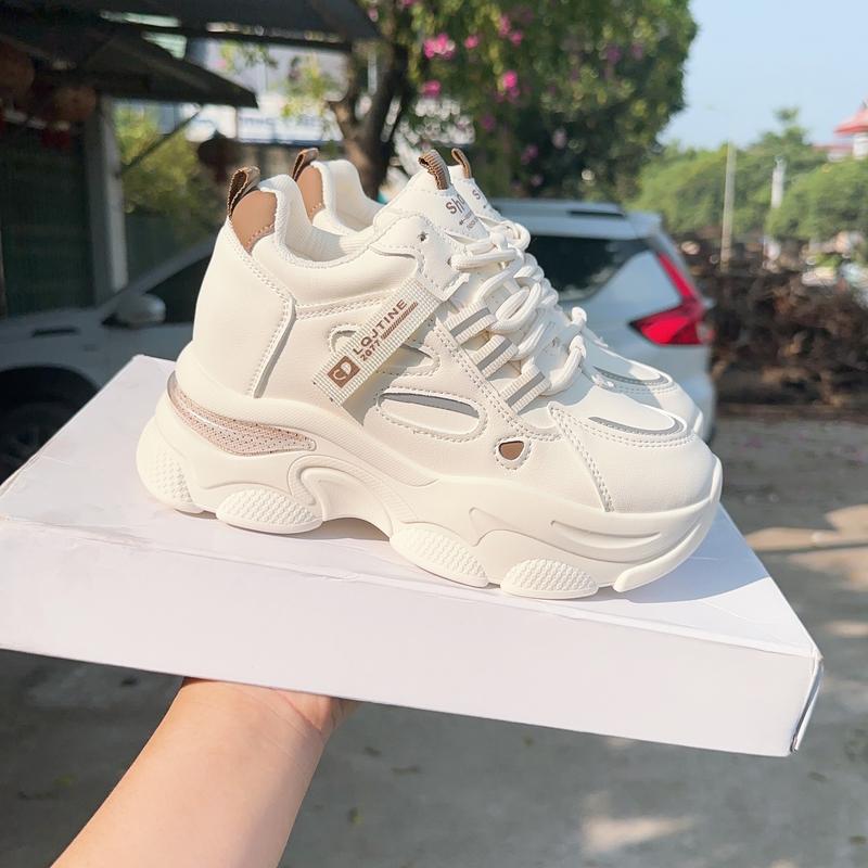 giày độn đế siêu nhẹ 3 màu cao 7-8cm độn da Đế Bằng Nữ