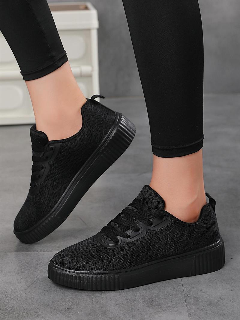 Product Introduction of Women's Fashionable Solid Lace Up Low Top Skateboard Sneakers, Casual Comfortable Sports Shoes for Daily Wear, Female All-match Round Toe Shoes for Daily Wear 14