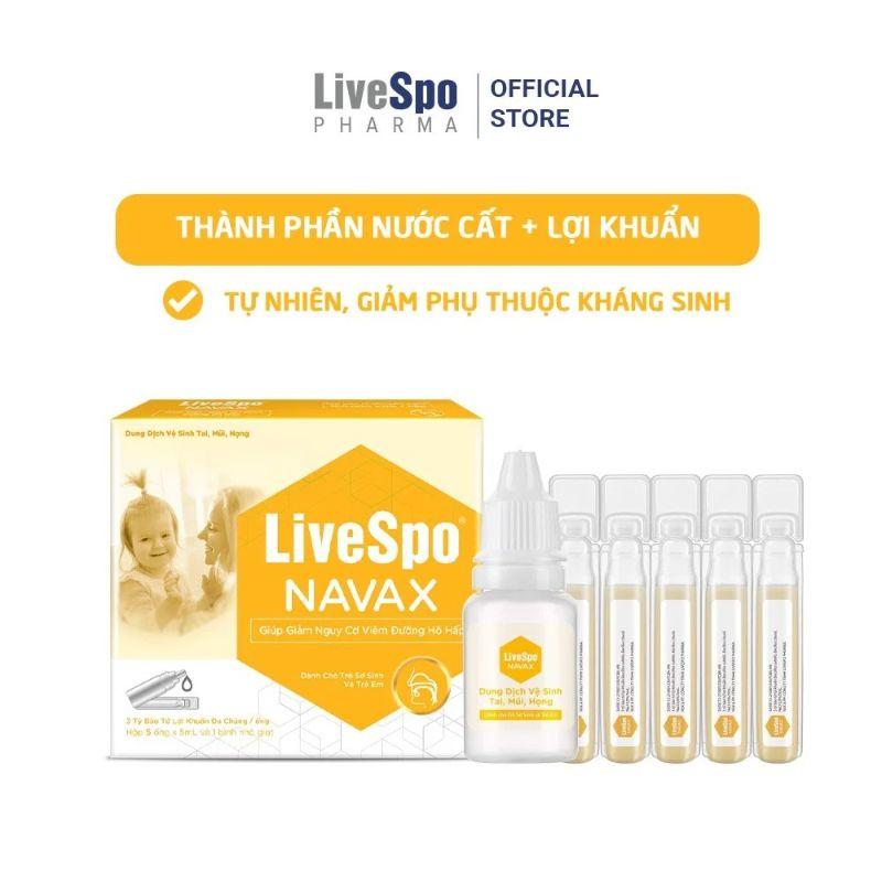 [ Có Tích Điểm ] LiveSpo NAVAX Kids - Bào tử lợi khuẩn - Dạng Nhỏ 5 ống x 5ml - Hàng Chính Hãng - Dùng Mọi Lứa Tuổi - Giảm Các Triệu Chứng Sổ Mũi Nghẹt Mũi Cho Bé