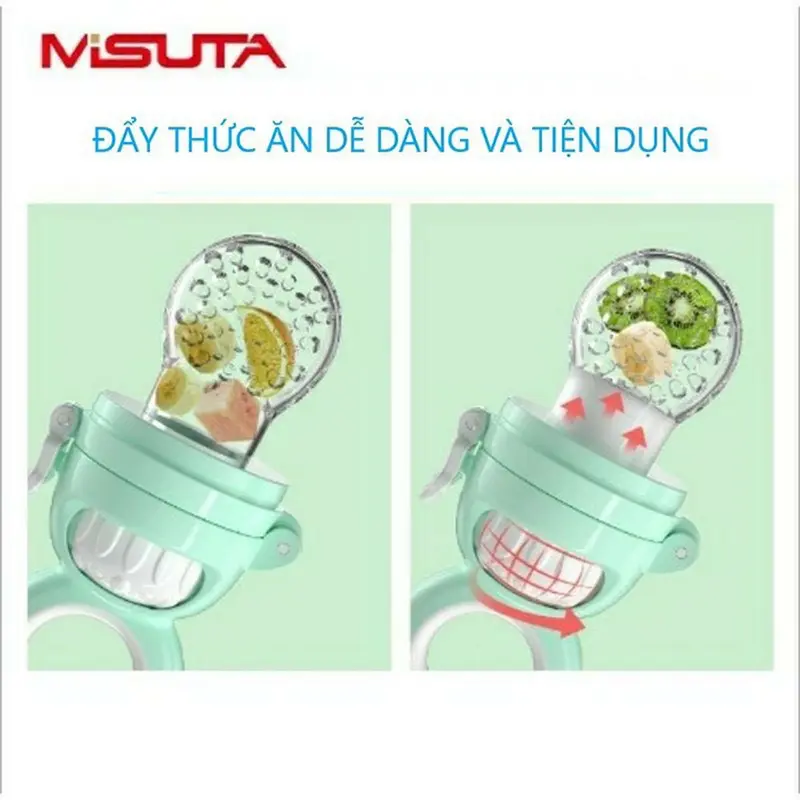Túi nhai ăn dặm cho bé Misuta silicon cao cấp, không BPA, gồm 3 đầu nhai mềm mại bảo vệ nướu an toàn 6