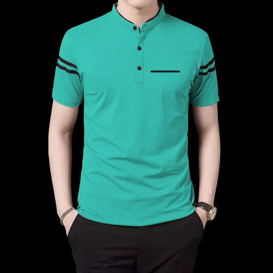 Kaos Shanghai garis saku pendek