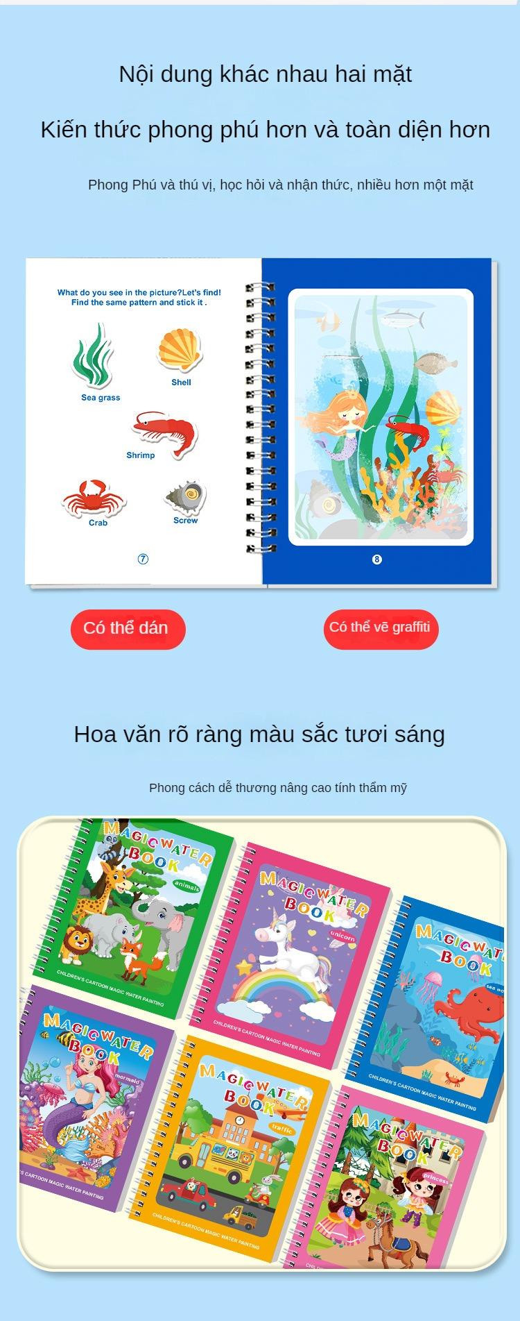 Product Introduction of Sách Vẽ Nước Cho Trẻ Em, Sách Vẽ Tranh Graffiti Nước Sạch, Sách Ảnh Nhãn Dán, Đồ Chơi Giáo Dục Cho Bé, Sách Vẽ Nước, Tiếng Anh 21