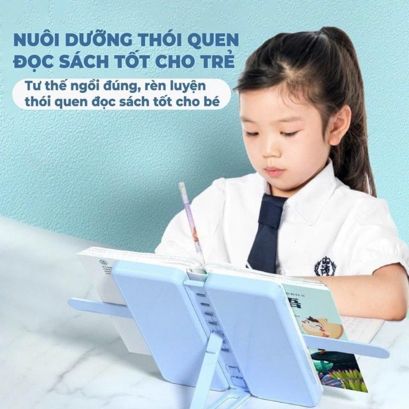 Hộp Bút Kiêm Giá Kẹp Sách Chống Cận Gù Lưng 2in1, Hộp Bút Đa Năng Đựng Đồ Dùng Học Tập Cho Bé Tặng Sticker Dễ Thương