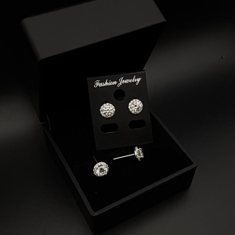 Khuyên tai nụ tròn nam nữ đính đá lấp lánh chất liệu bạc Tehio jewelry store THJ02 2