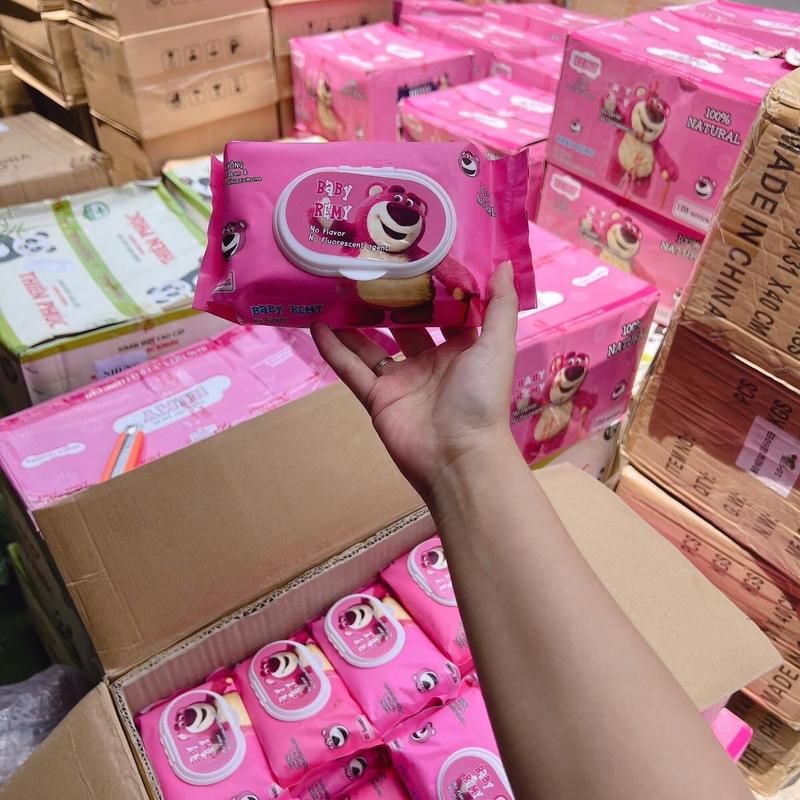 Combo 10 gói khăn ướt Gấu Dây tự nhiên không mùi, dưỡng da tốt, giảm giá cuối tuần - Voi baby  cotton khanu otchobe 1
