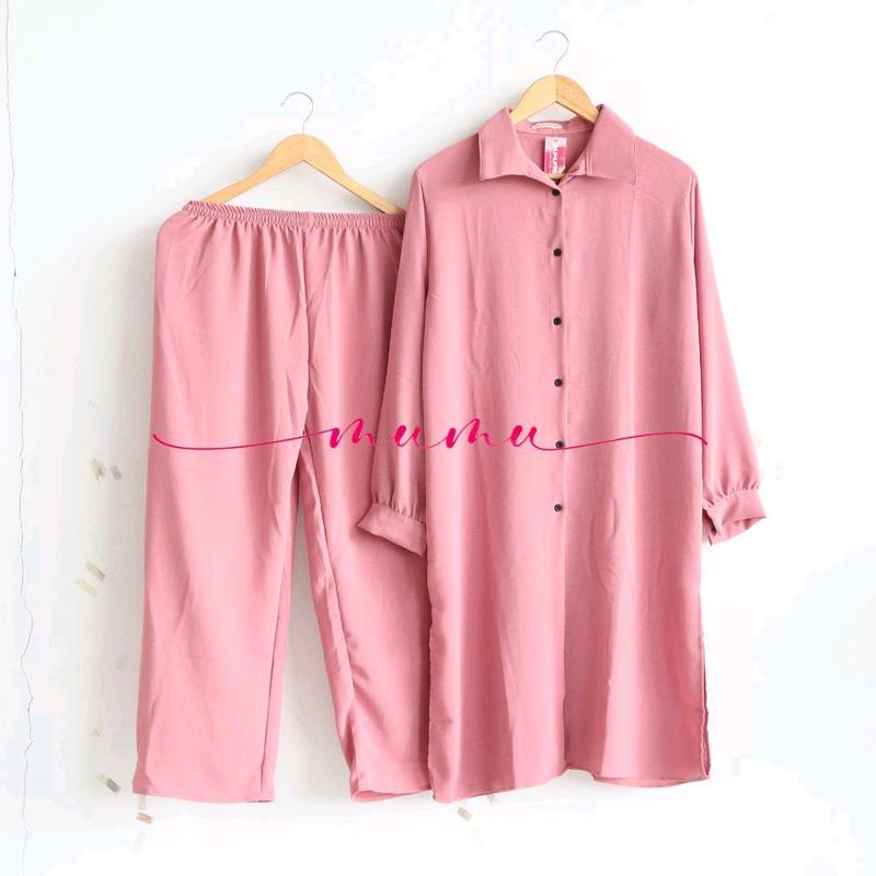 MUMU - (BAHAN TEBAL) Veronaaa Set Setelan Crinkle Wanita Muslimah Kekinian by Mumu Fashion Grosir Solo Nyaman Dipakai Baju Atasan dan Celana Airflow 9