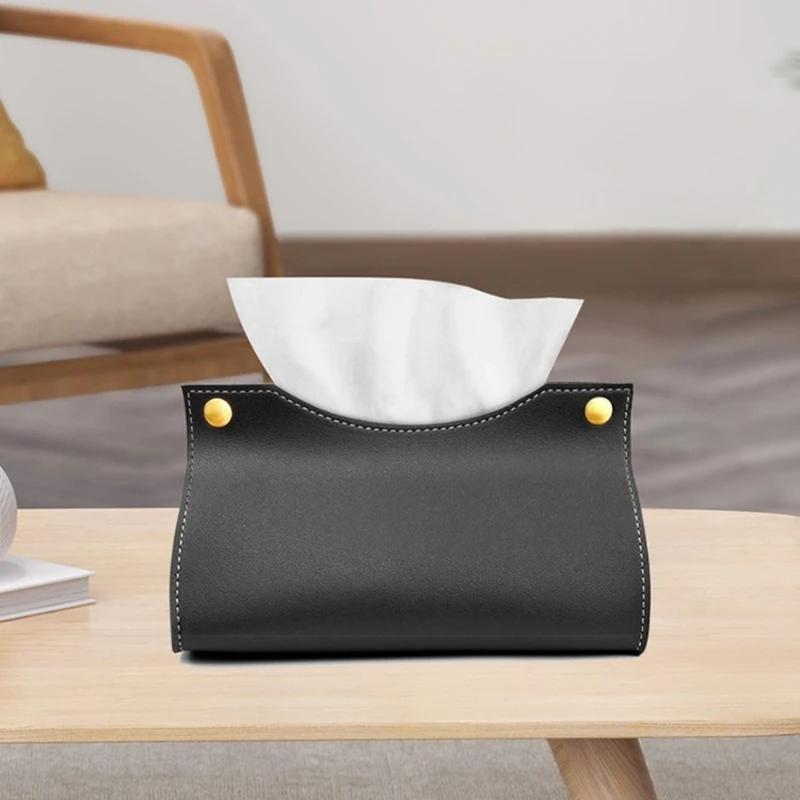 Product Introduction of haesdo Simple PU Leather Tissue Box Large Foldable Napkin Holder Multi-purpose Waterproof Kitchen Storage Paper Box Living Room Kitchen 12