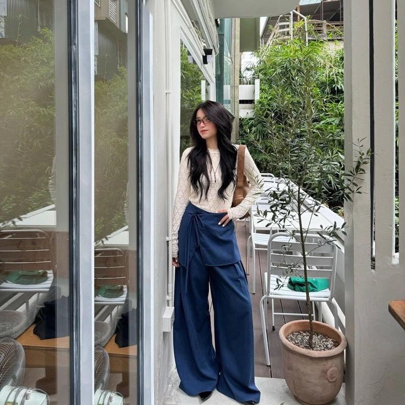 [CHUẨN ĐẸP QC L1/SẴN] Áo Len Thun Xốp Dài Tay Phối Ren Hoạ Tiết Trám 3 màu Kem Đen Trắng Hanhiwithlove SIÊU XINH A12 QC 1