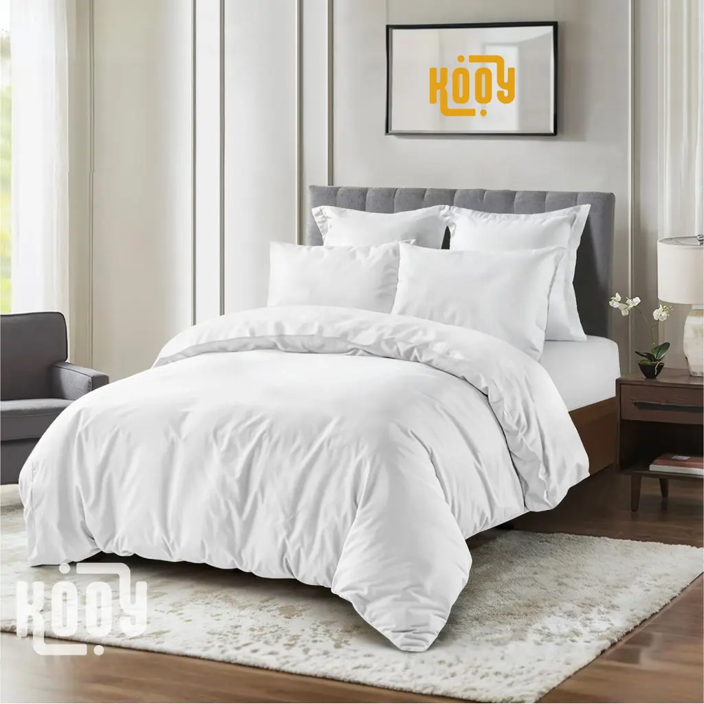 Bed Cover Set Sprei Polos Putih - Ukuran Lengkap