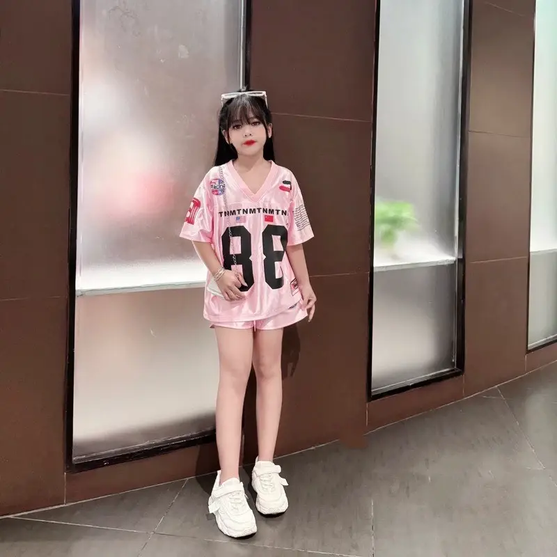Bộ quần áo thể thao hè bé gái 18-50kg từ 6-16 tuổi số 88 chất cotton bóng. Đồ bộ bé gái, sét đồ bé gái 8