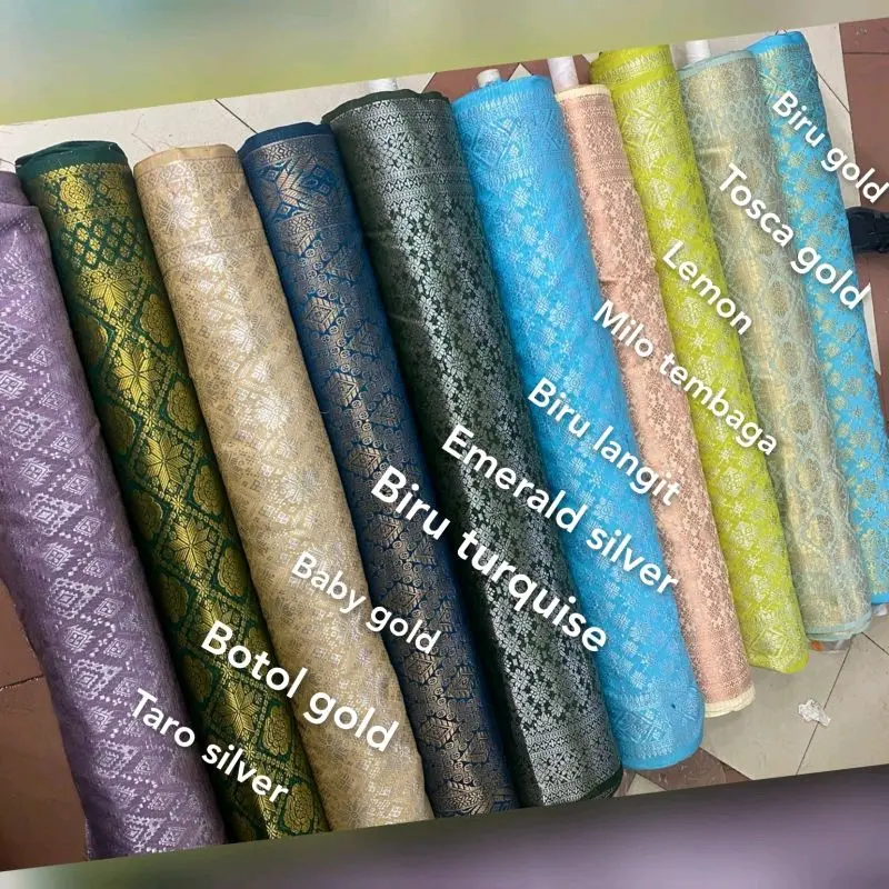 KAIN SONGKET PALEMBANG HARGA 1.5 METER - Kain Songket Semi Mesin Meteran Premium / Bahan Kain Rok Kebaya Kain Songket Asli Palembang/ Bahan Kain Songket Lemas 3