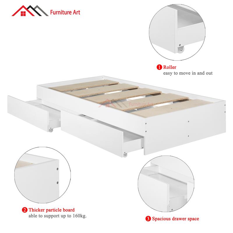 Furniture Art Single Bed Frame / Katil single / Katil Bujang /bed frame single / Katil Budak / Single Bed /Drawer Bed Minimalis 2