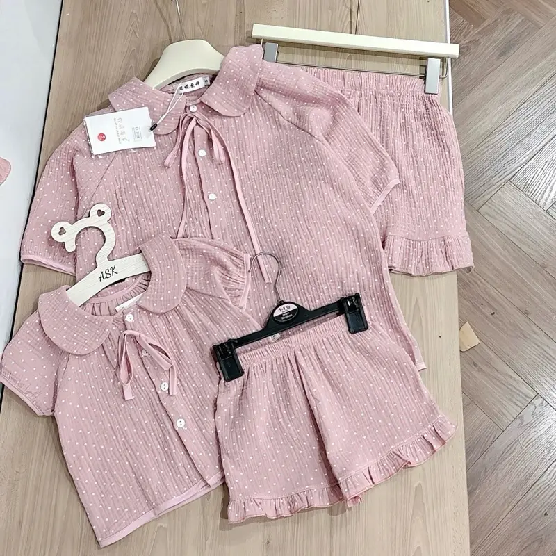 SET BỘ MẸ VÀ BÉ ĐŨI HỒNG CHẤM BI SIÊU HOT