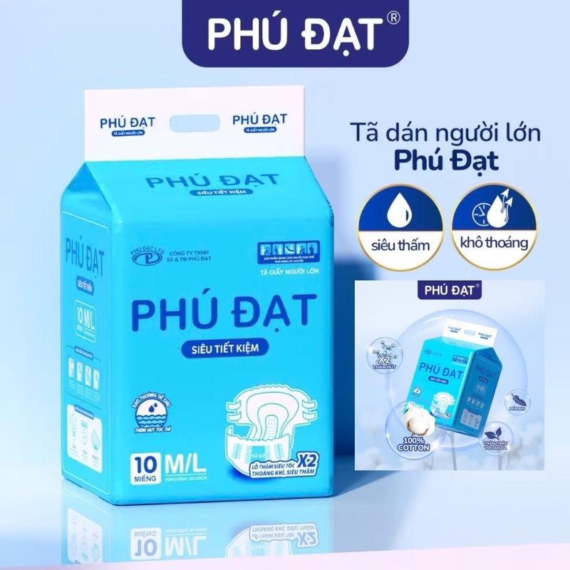 Combo 5 Bich Tã Dán Người Già Bỉm Trần Phú Đạt 50Miếng Size M L Từ 40_65kg Siêu Tiết Kiệm miếng bỉm ta lớn Cho Bé tã người lớn