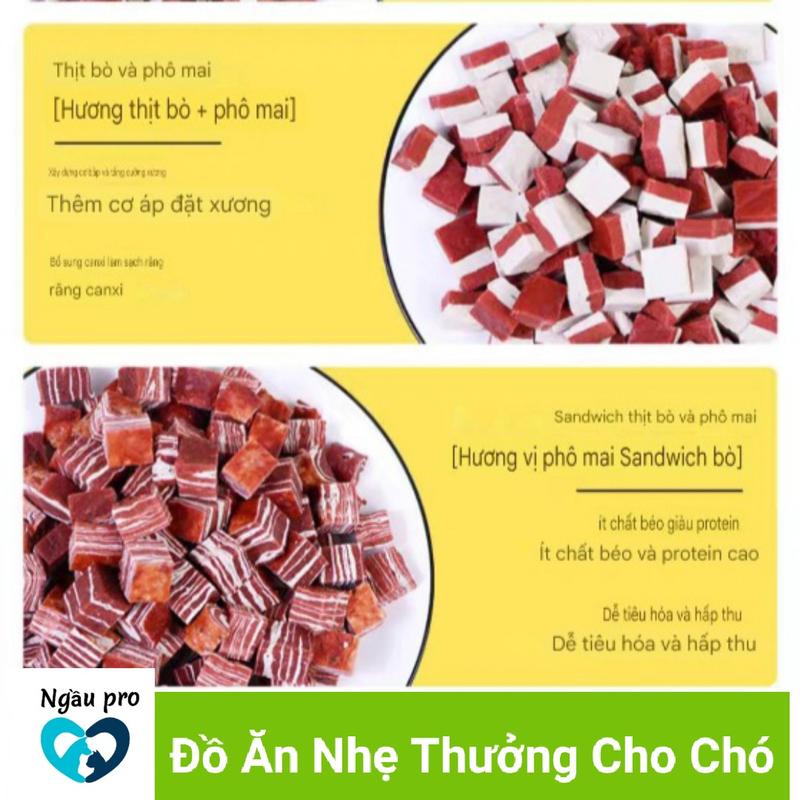 Product Introduction of Ngaupet- Đồ ăn thưởng cho chó (nhiều loại), Snack cho thú cưng ăn nhẹ bánh đa hương vị thịt bò, gà, phô mai viên thịt ngộ nghĩnh hấp dẫn giúp nghiền răng sạch răng gói 100g 9