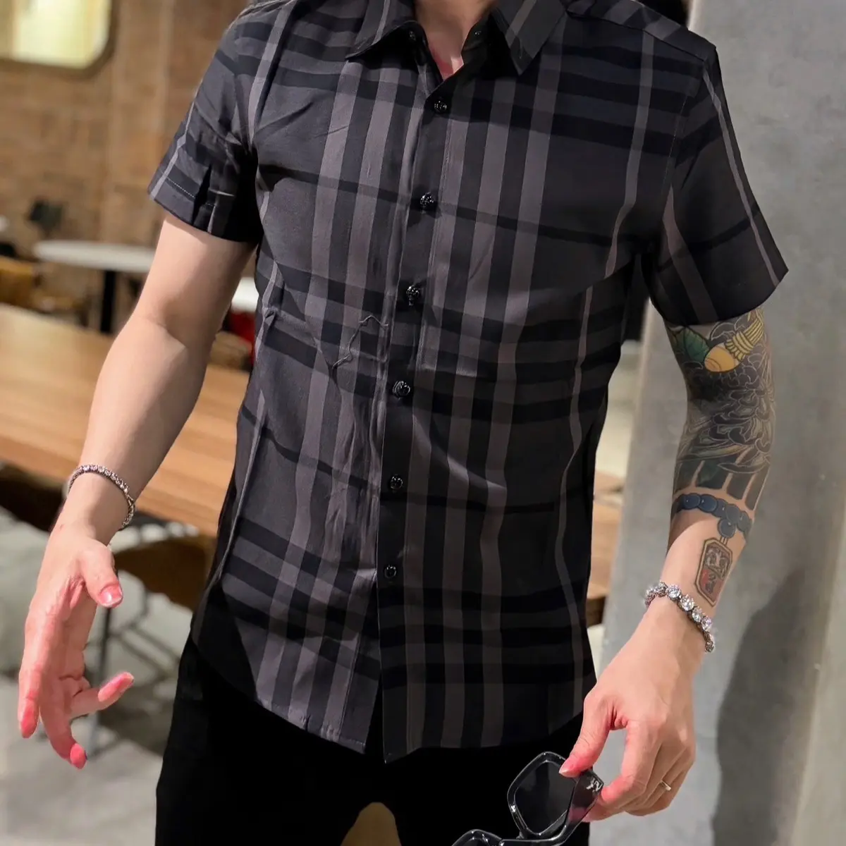 Áo sơ mi nam tay ngắn ,chất liệu cotton ,vải dệt kim cao cấp Menswear Có Cổ