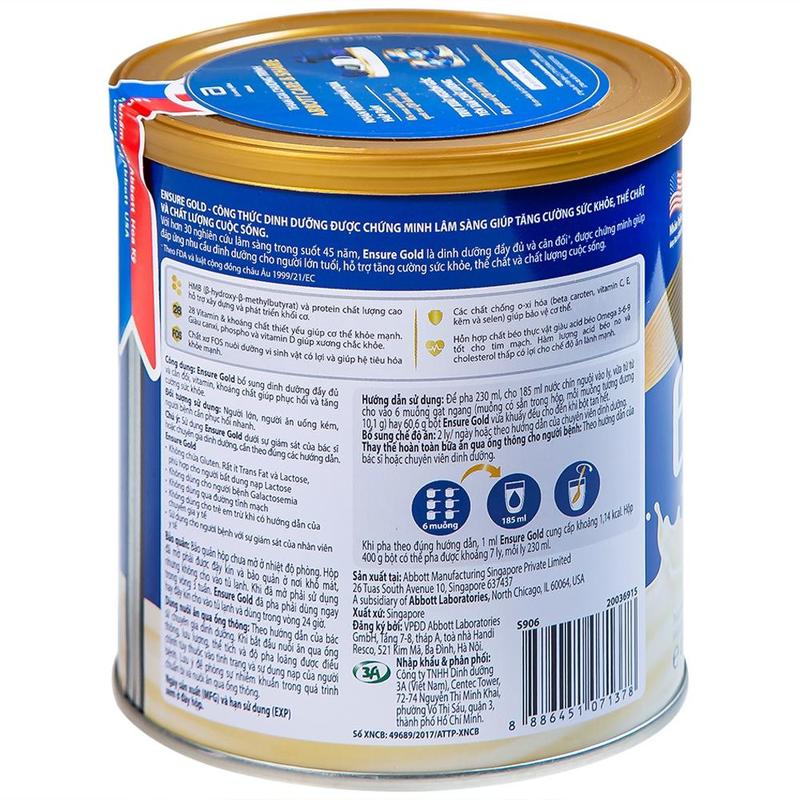 [Date 2026] Sữa bột Abbott Ensure Gold Vani 800gr  Canxi 3
