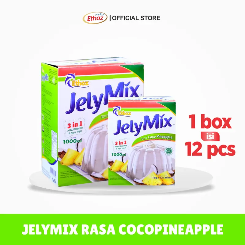 ETHOZ JelyMix 3in1 Jelly powder / tepung Jeli Agar Konyaku bubuk 1000 ml x 12 pcs 3
