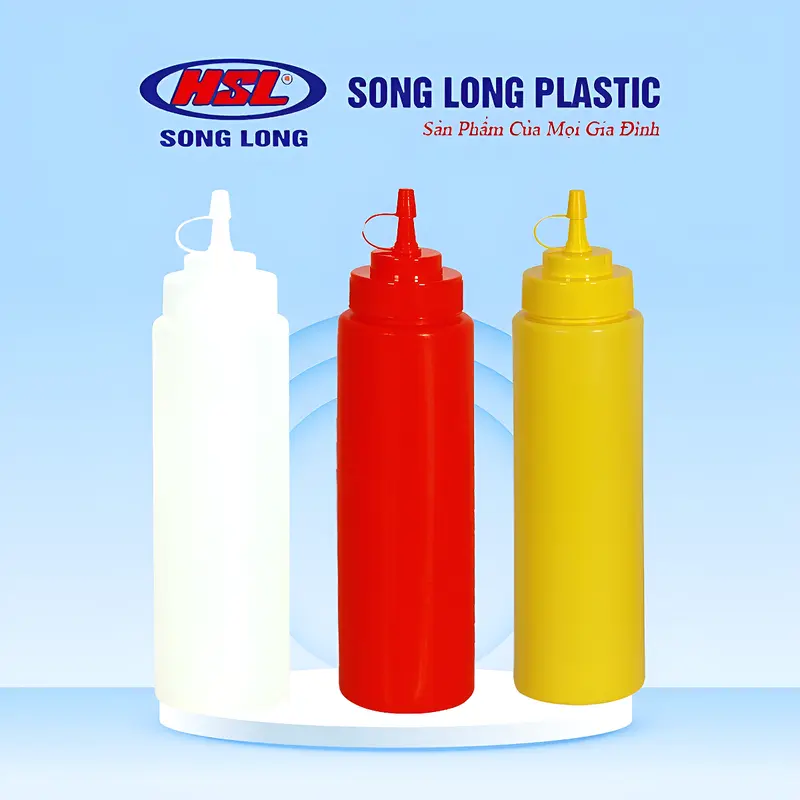 Chai Nhựa Đựng Sốt, Đựng Tương Ớt 1 Vòi Có Nắp Đậy Song Long Plastic 500ml, 650ml 0