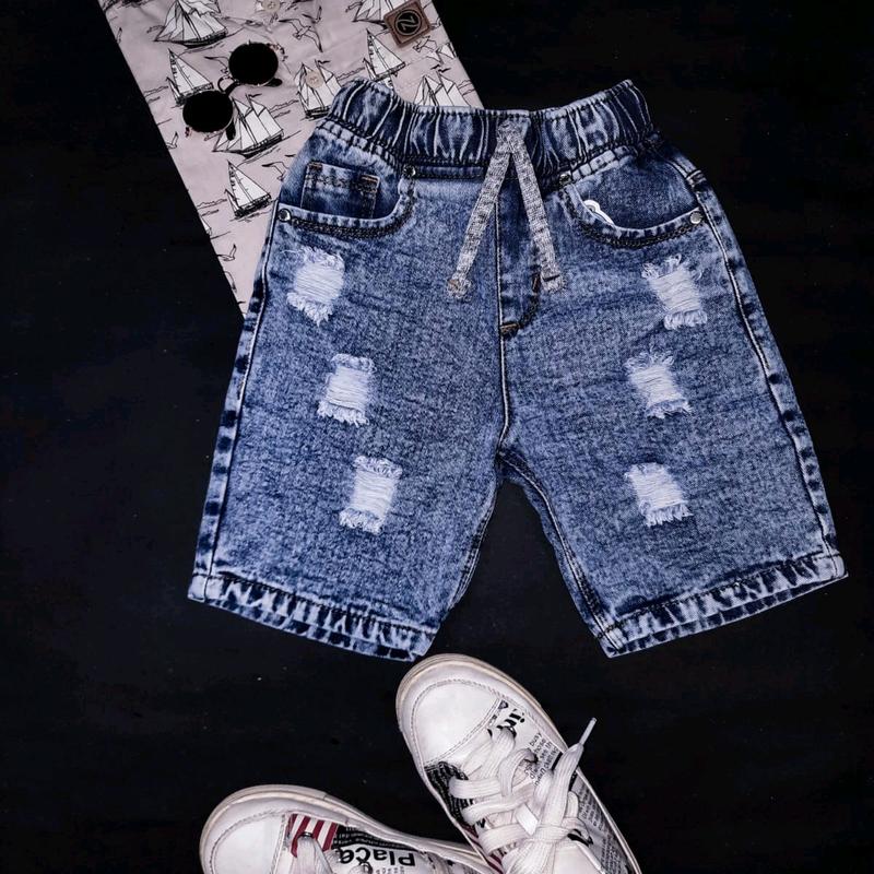 celana jeans pendek ripped merk noemi size 101214(5-7/8 tahun) 1