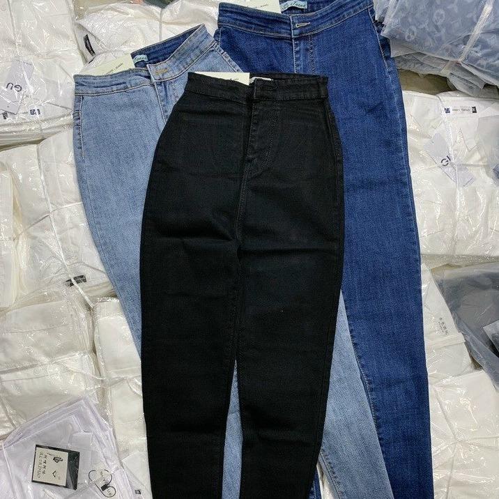 QUẦN JEAN NỮ DÀI CO GIÃN SIÊU CAO TÚI LƯNG MÁC Ôm gọn Trơn Nữ Women Voi Pants 3