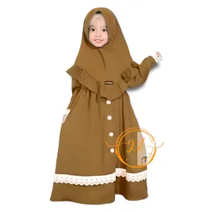 Gamis Syar'i Anak Perempuan + Kerudung Usia  1-8 Tahun / Baju Muslim Anak Terbaru