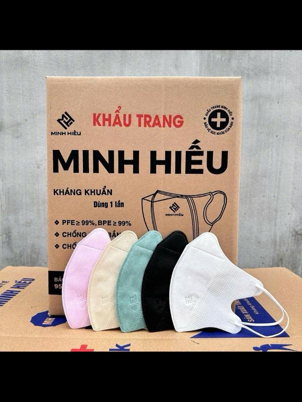 Thùng 500 chiếc khẩu trang 5d Minh Hiếu Túi Dán Hàng 2 lớp vải quai kháng khuẩn chống bụi mịn chống tia UV Phụ Kiện