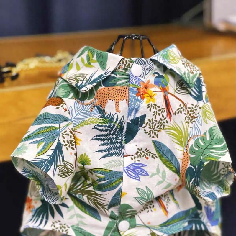 Cat Shirt Summer Thin Floral Internet Celebrity Blue and White Cat Anti-Shedding Clothes Ragdoll Schnauzer Dog Small Breed 2