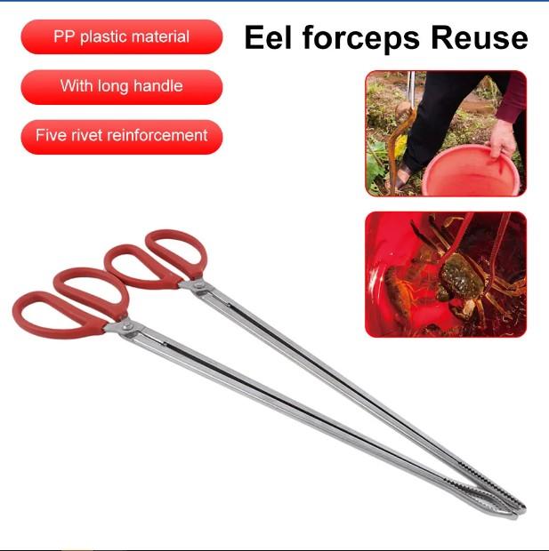 Gunting Capit Penjepit Penangkap Belut Ikan Kepiting Anti Slip Ujung Flat Dan Lengkung Panjang 52cm Multifungsi Plastik Stainless 1