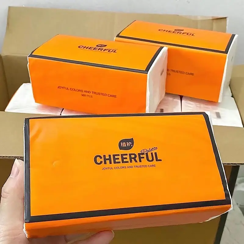 Thùng 20 gói giấy ăn CHEERFUL nội địa Trung - Giấy 4 lớp siêu dai Mecuken21 Khăn Giấy 2