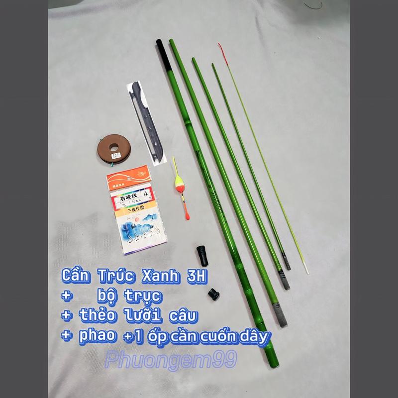  Combo Cần Trúc Xanh 3H Kèm Trục+ Lưỡi Buộc Sẵn Phao Câu Rô Diếc Và Vỉ Thẻo 5 Đôi Tiện Lợi Giá Rẻ Bắt Cá Fishing Đi Câu Câu Cá Chống Trơn Đồng 