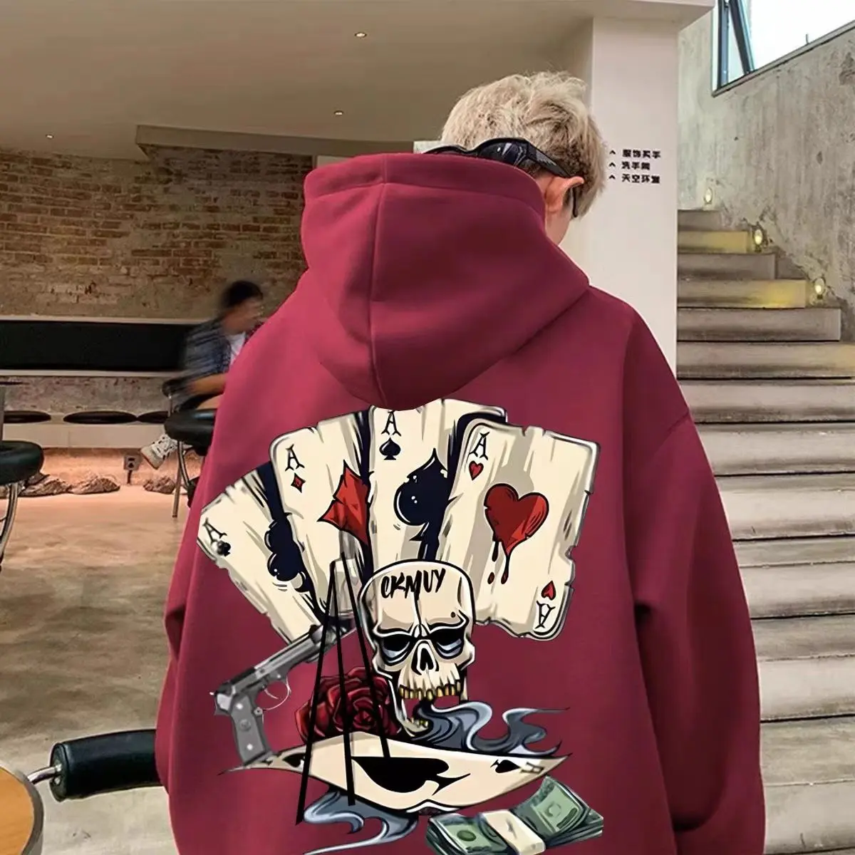 Áo Hoodie In Hình, Thiết Kế Đầu Lâu Tối Màu Của Mỹ, Lót Lông Cừu, Dành Cho Nam Giới, Thích Hợp Cho Mùa Thu Và Mùa Đông, Phong Cách Đường Phố Cao Cấp, Áo Khoác Cặp Đôi Hiphop, Hợp Xu hướng