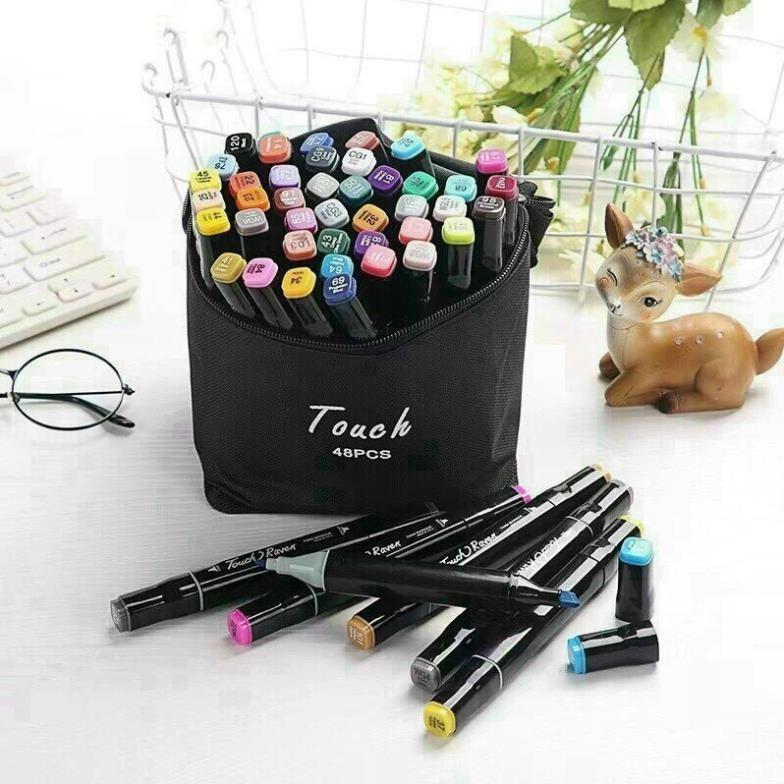 Hộp Bút Dạ Marker 48 Cây Cực Kỳ Tiện Lợi Đa Màu Sắc Cho Bé - Kèm túi
