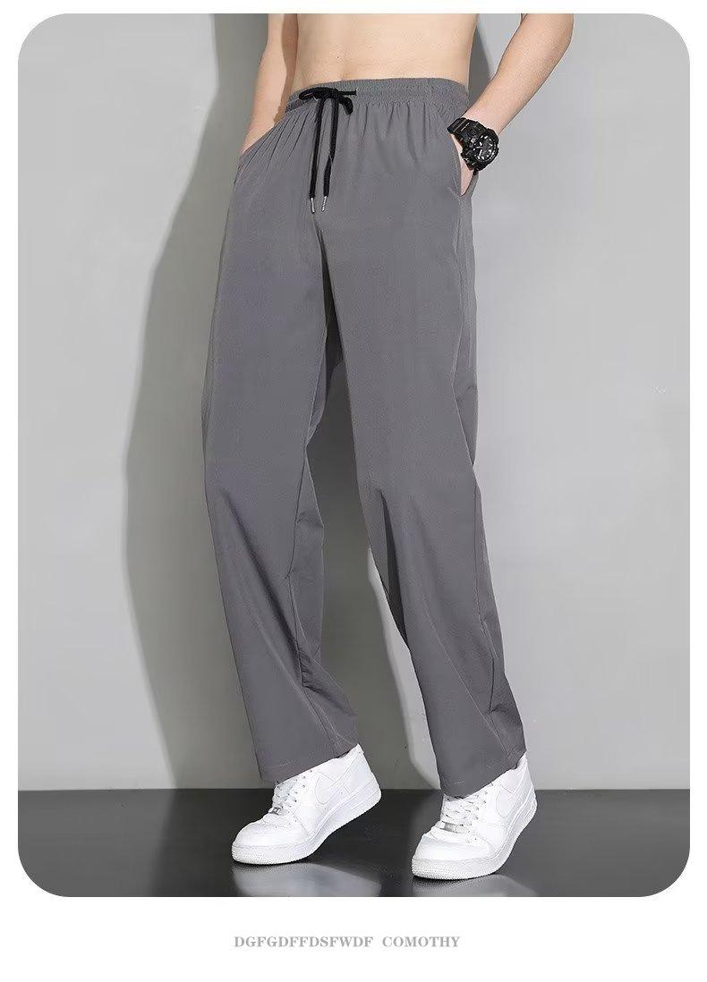 Product Introduction of Spring and Summer Pants Men's Thin Ice Silk Men's Casual Pants Slim Korean Spring and Autumn Loose Straight Sports Trousers 8