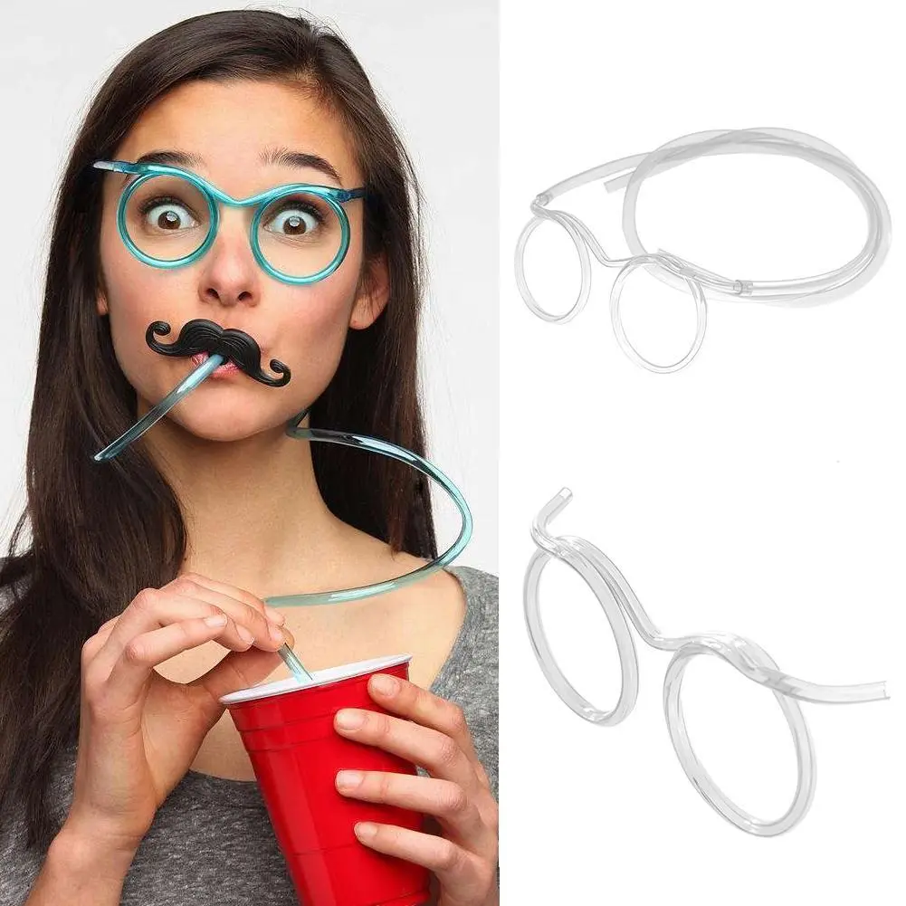 Silly Straw Glasses Fun Loop Drinking Straw Eye Glasses Novelty Eyeglasses Straw