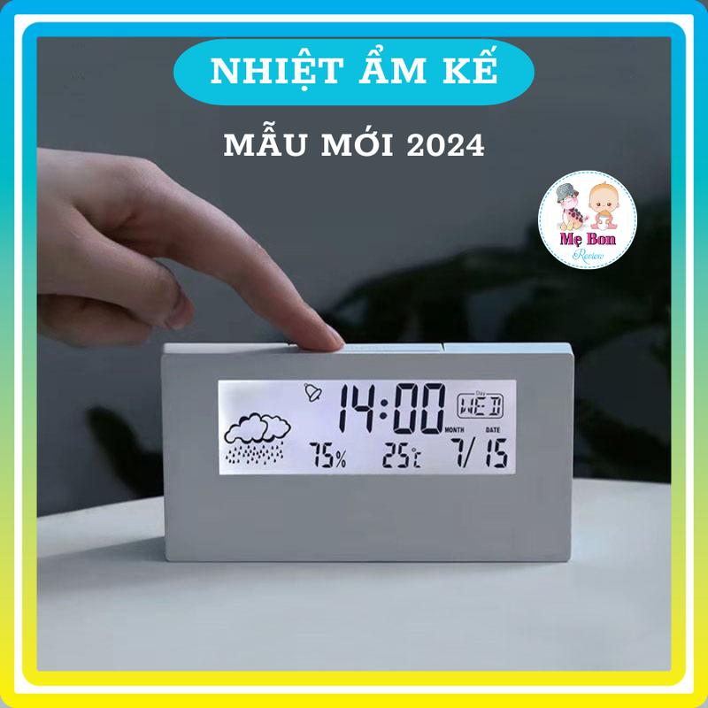 Nhiệt ẩm kế - Nhiệt kế đo độ ẩm tích hợp đồng hồ nhiệt độ phòng cho bé Kỹ thuật số