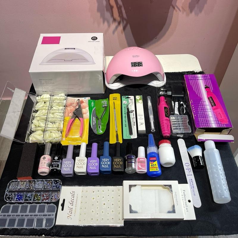 Set combo nail cơ bản đầy đủ máy mài+ máy hơ gel 5 chai sơn gel màu ngẫu nhiên Được Lựa Màu Sơn lugx Nữ