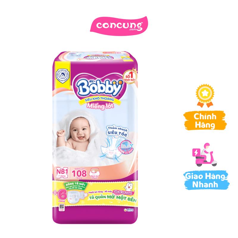 Miếng lót Bobby fresh (Newborn 1, dưới 5 kg, 108 miếng)
