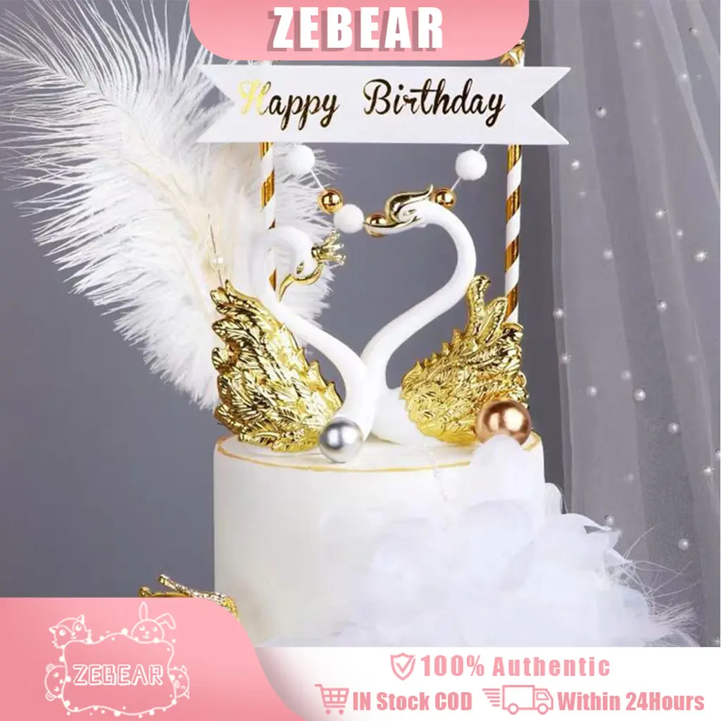 Romantic Crown Swan Flamingo Cake Dessert Baking Decorations Swan Cake Topper Decoration